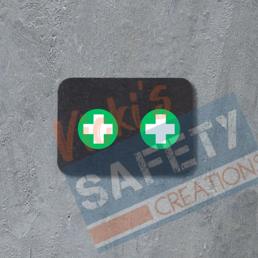 Stud Earrings - Safety Green cross Rounds Earrings