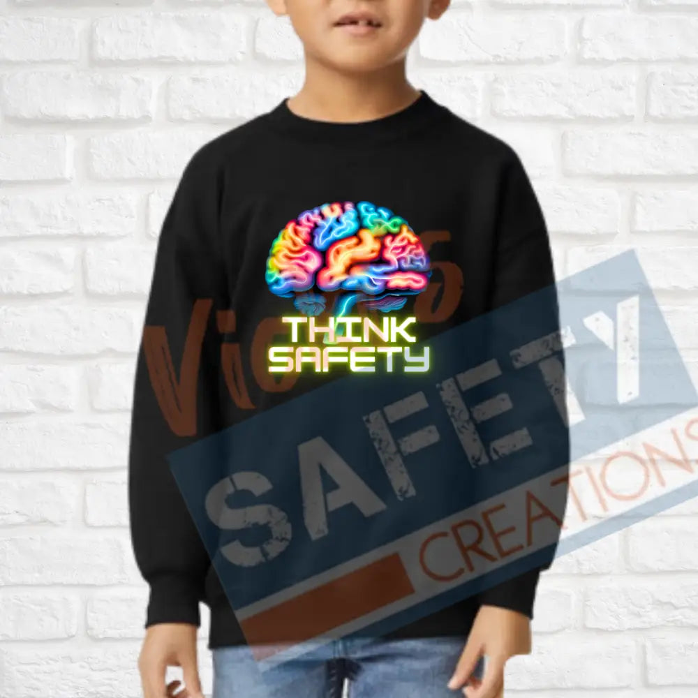 Think Safety (Adult Youth Toddler Infant Sizes) Crew Sweatshirt / YOUTH-XSmall Adult Clothing