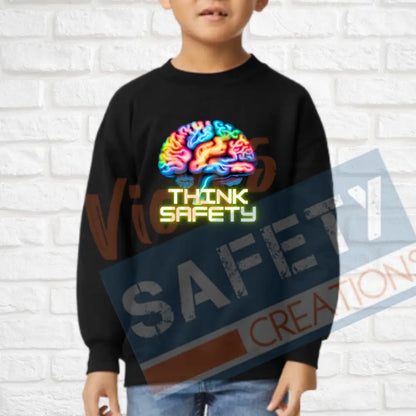 Think Safety (Adult Youth Toddler Infant Sizes) Crew Sweatshirt / YOUTH-XSmall Adult Clothing