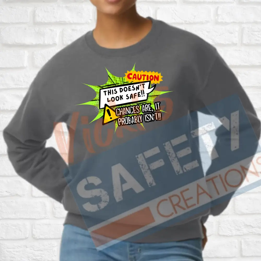 This doesn’t look safe...Tops (Adult Youth Toddler Infant Sizes) Crew Sweatshirt / ADULT-Small Adult Clothing