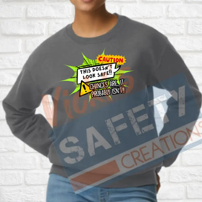This doesn’t look safe...Tops (Adult Youth Toddler Infant Sizes) Crew Sweatshirt / ADULT-Small Adult Clothing