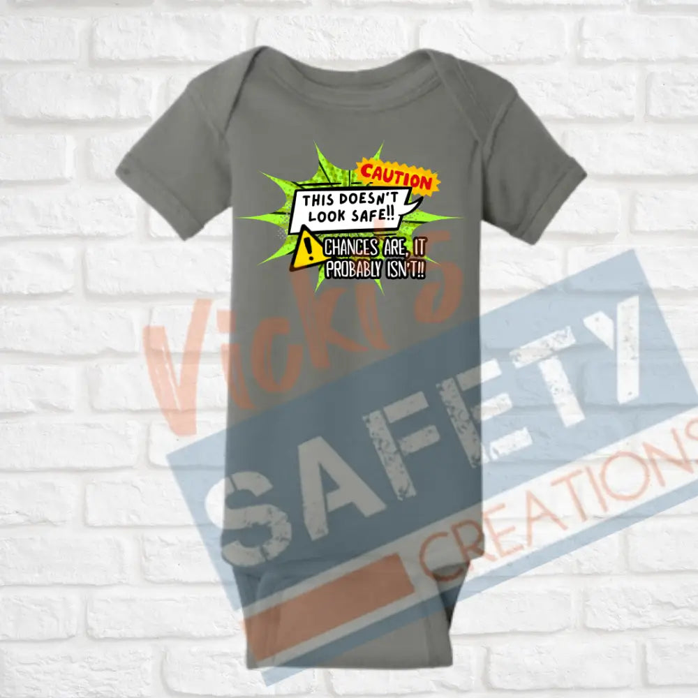 This doesn’t look safe...Tops (Adult Youth Toddler Infant Sizes) T-shirt/Onesie / INFANT-Newborn Adult Clothing
