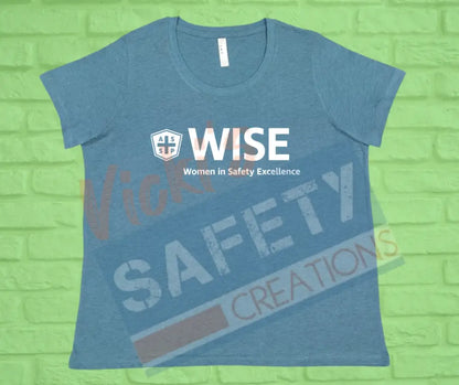 Women’s Curvy Fine Jersey T-Shirt (Crew or V-Neck)-WISE #1-(14-16) / Bermuda Blue / Scoop Neck Adult Clothing