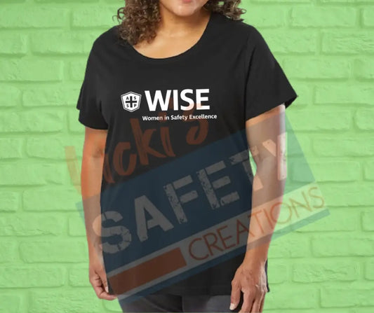 Women’s Curvy Fine Jersey T-Shirt (Crew or V-Neck)-WISE #1-(14-16) / Black / Scoop Neck Adult Clothing