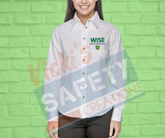 Women’s Long-Sleeve Twill Shirt with Stain-Release -WISE Adult Clothing