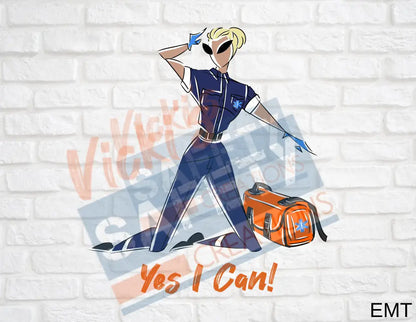 YOUTH COTTON TSHIRT-Yes I Can Collection (Asst. Designs) EMT / SMALL / Black Adult Clothing