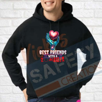 Zombie Tops (Adult Youth Toddler Infant Sizes) BEST FRIENDS WITH A ZOMBIE / Hoodie / ADULT-Small Adult Clothing