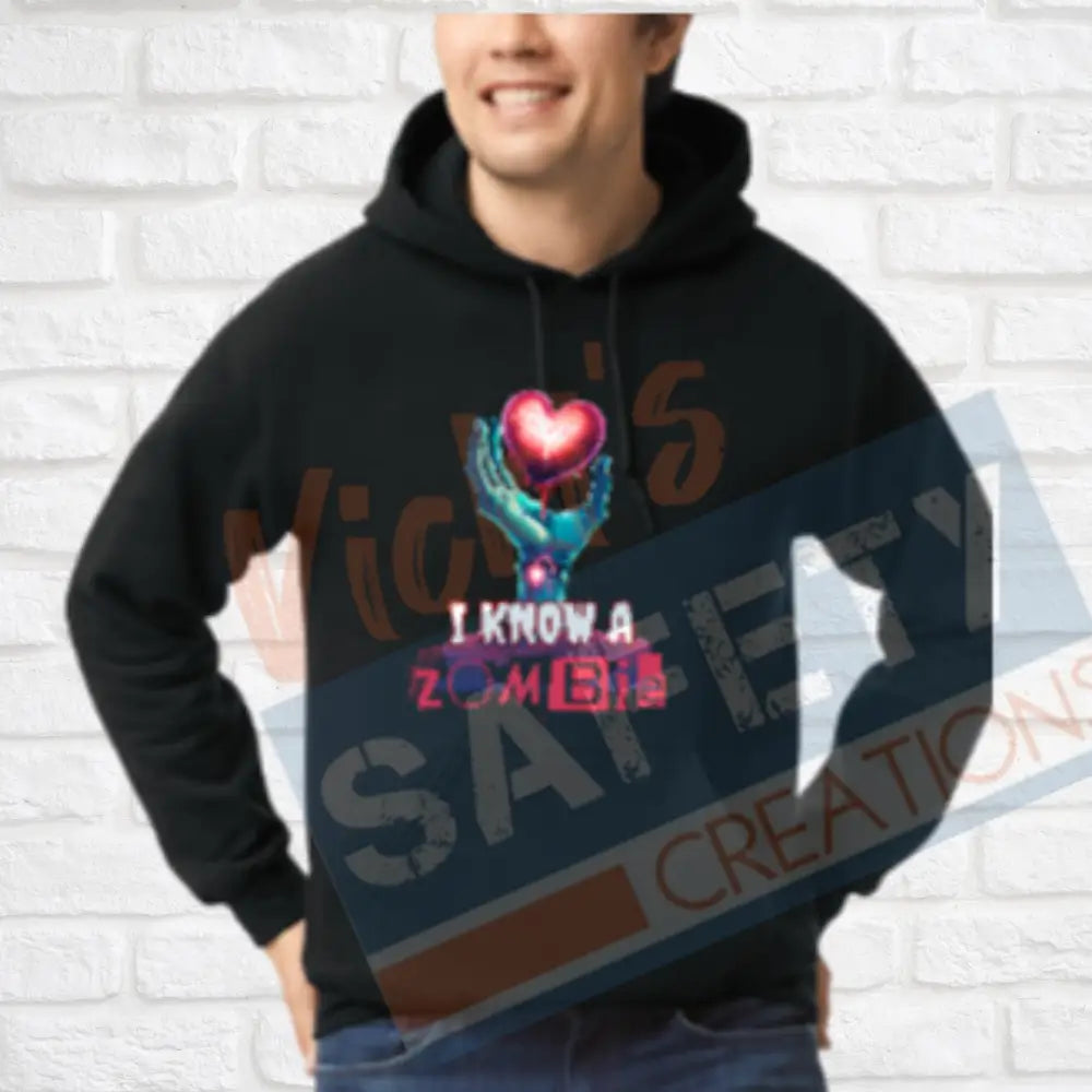 I am/I know a Zombie Tops (Adult Youth Toddler Infant Sizes) I KNOW A ZOMBIE / Hoodie / ADULT-Small Adult Clothing