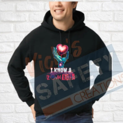 I am/I know a Zombie Tops (Adult Youth Toddler Infant Sizes) I KNOW A ZOMBIE / Hoodie / ADULT-Small Adult Clothing