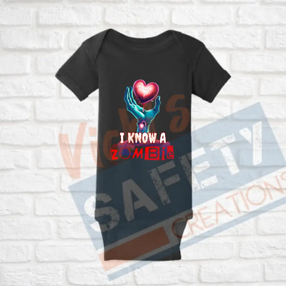 I am/I know a Zombie Tops (Adult Youth Toddler Infant Sizes) I KNOW A ZOMBIE / T-shirt/Onesie / INFANT-Newborn Adult