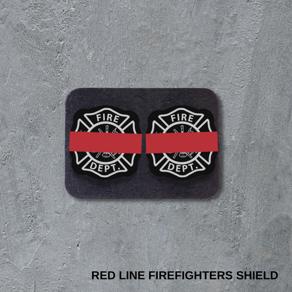 VSC Stud Earrings-Red Line Firefighters Shield