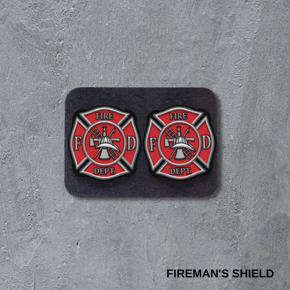 VSC Stud Earrings-Fireman's Shield